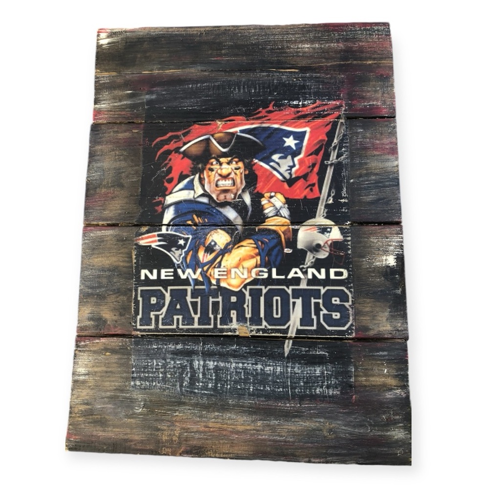 New England Patriots Wood Sign Custom Made Wooden Go Pats Flag Sign